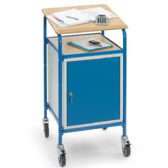 Rollpult mit Schreibfl&auml;che und Schrank aus Stahl