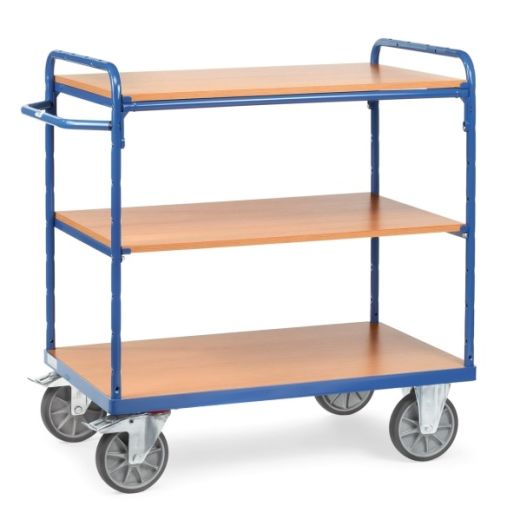 Shelved material trolley with 3 shelves 850 x 500
