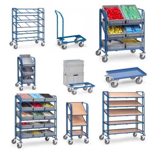 Assembly trolley with boxes two-sided