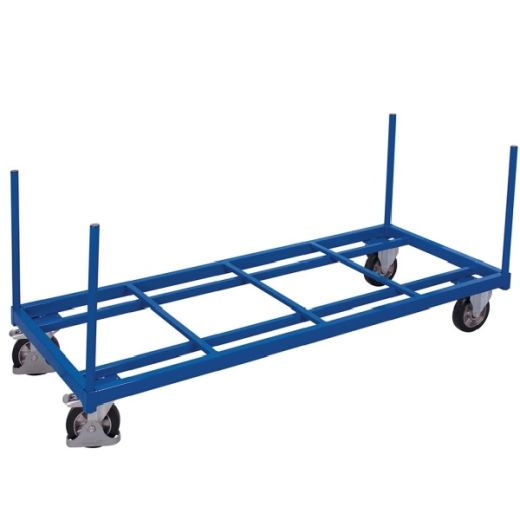 Heavy-duty material trolley with posts 1380x880