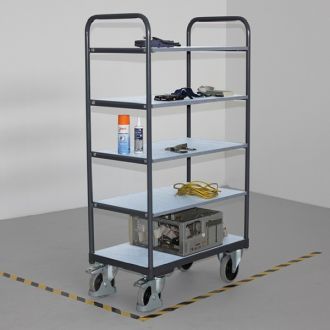 Shelved trolley high 5 shelves ESD version 1000x600