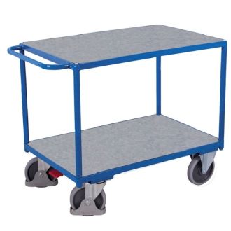Heavy table trolley with 2 galvanized tiers