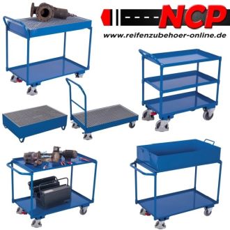 Heavy table trolley with 2 galvanized tiers 500 kg