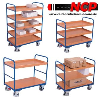 Shelf trolley 2 trays wood-based sheet material