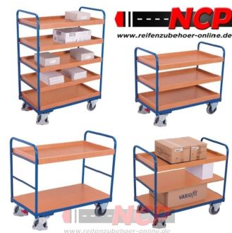 High shelf trolley 3 trays wood-based panels