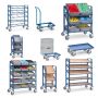 Shelf trolley with 2 mesh shelves inclinable 15 degrees