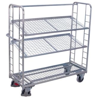 Shelf trolley 3 mesh shelves variable galvanized 400 kg