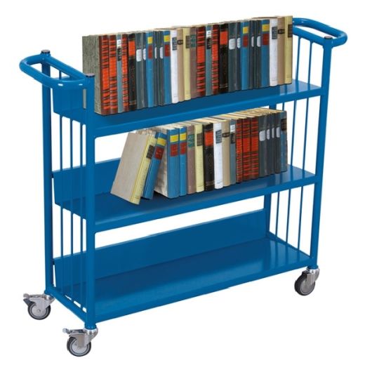 Books transport trolley 3 sloping shelves