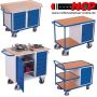 Workshop trolley  cabinet 2 tiers worktop with edge 400 kg