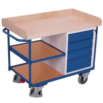 Workshop trolley  cabinet 3 tiers with worktop with edge