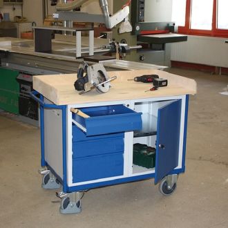 Workshop trolley cabinet drawers with worktop with edge