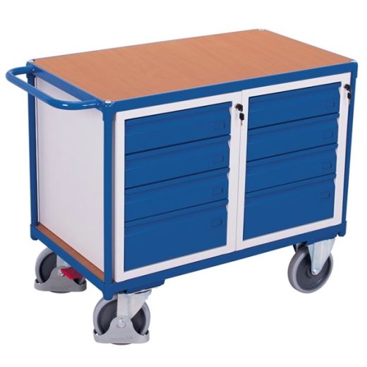 Workshop cabinet trolley with 8 drawers 1 tier 500 kg