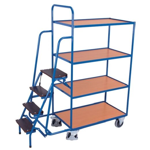 Kommissionierwagen mit 4 Ebenen mit Treppe