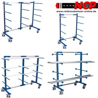 Carrier-spar trolley one-sided with 3 uprights 400 kg