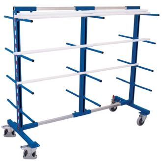 Carrier-spar trolley two-sided with 12 carrier spars per side