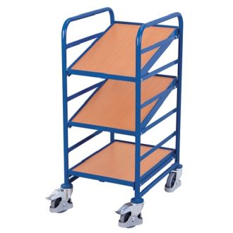Euro box trolley with 3 wooden shelves 410 x 610