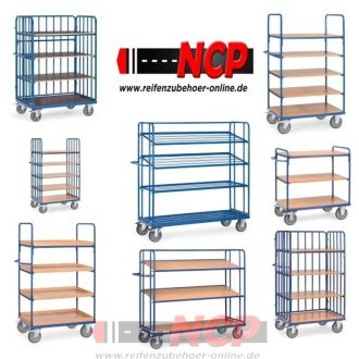 Euro box trolley with 3 wooden shelves 410 x 610