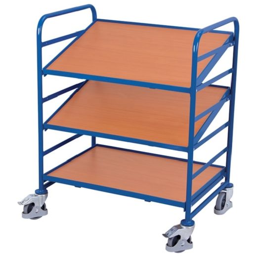 Euro box trolley with 3 wooden shelves 825x610 mm