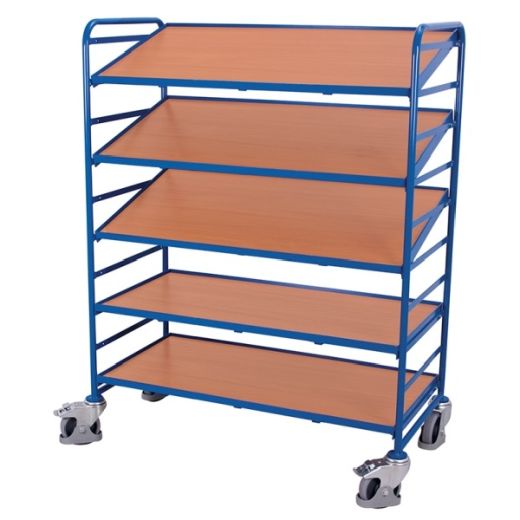 Euro box trolley with 5 wooden shelves 1240 x 610
