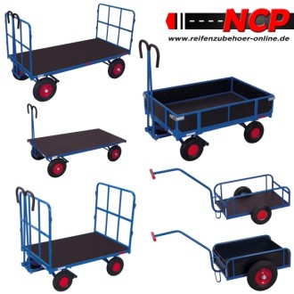 Flatbed hand truck with 4 tubular steel walls 1530x730 mm