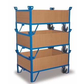 Rollplatte Wagen 4 Wände Holz stapelbar 990x685mm