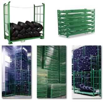 The tyre stacking rack with tension chain
