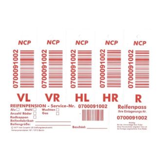 Reifen-Etiketten Anhänger mit Strichcode rot