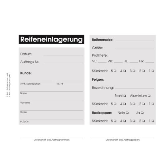 Block Rad-Einlagerung 25 Formular-Sätze
