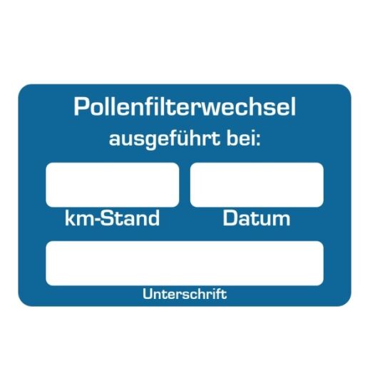 Aufkleber Pollenfilter-Wechsel ausgeführt 250 Stück