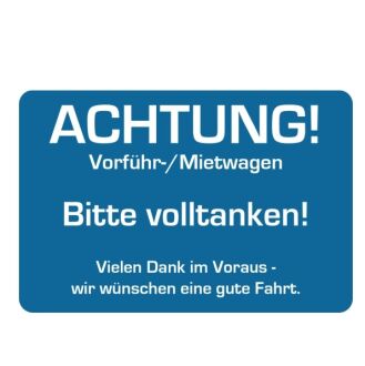 Aufkleber Achtung Bitte volltanken 250 Stück