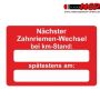 Aufkleber Service nächster Zahnriemen-Wechsel