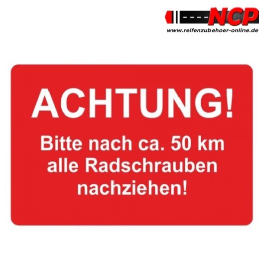 Aufkleber Service Radschrauben nachziehen 250 Stück
