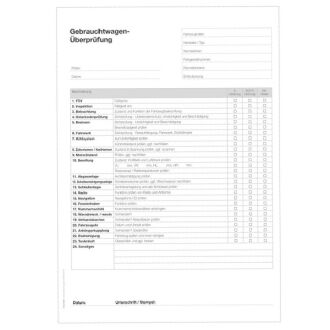 Block Formular Gebrauchtwagen-Überprüfung 50...
