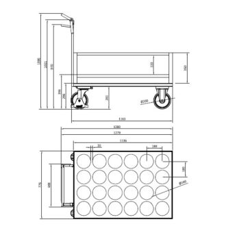 Stahl-Flaschenwagen für 24 Flaschen mit Bremse