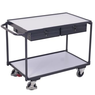 ESD Tischwagen mit 2 Ladefl&auml;chen und 2 Schubladen