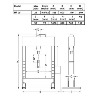 Werkstattpresse Handbedient Schnellhub 25 t