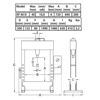 Motor-Werkstattpresse doppeltwirkend 40 t