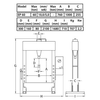 Motor-Werkstattpresse einfachwirkend 60 t