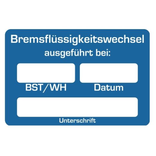 Aufkleber Bremsflüssigkeit-Wechsel NFZ 250 Stück