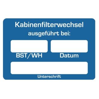 Aufkleber Kabine Filter-Wechsel NFZ 250 Stück