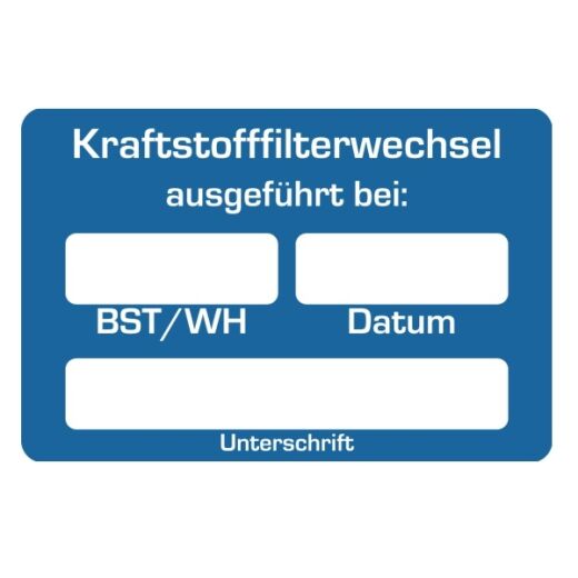 Aufkleber Kraftstofffilter-Wechsel NFZ 250 Stück