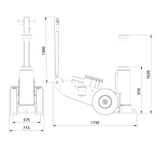 Luft-Hydraulik Schwerlast Wagenheber Bergbau 150 t